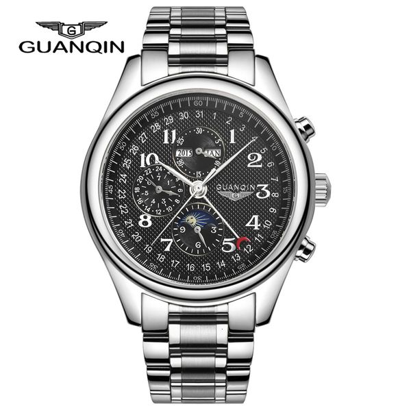 guanqin brand luxury mechanical men watching perpetual calendar moon phase design automatic watches montre homme, Slivery;brown
guanqin brand luxury mechanical men watching perpetual calendar moon phase design automatic watches montre homme, Slivery;brown