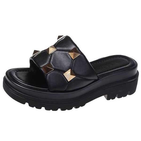 slippers rivet thick-soled womens 2021 summer breathable women sandals fashion platform slides women's shoes casual slipper, Black
slippers rivet thick-soled womens 2021 summer breathable women sandals fashion platform slides women's shoes casual slipper, Black