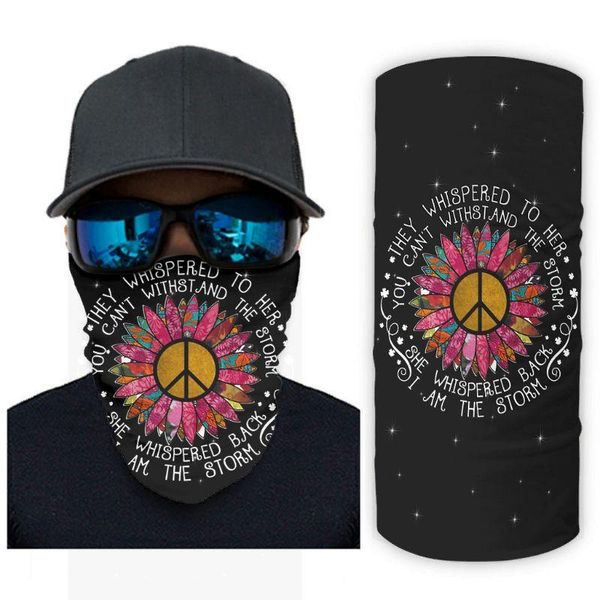 they whispered to her you cannot withstand the storm she back i am peace sunflower design uv cycling caps & masks, Black
they whispered to her you cannot withstand the storm she back i am peace sunflower design uv cycling caps & masks, Black