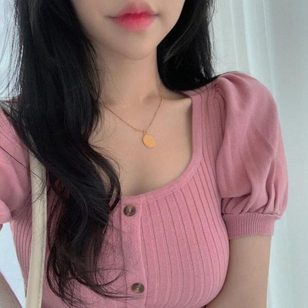 summer solid color knitted square collar slim t shirt women korean short puff sleeve t-shirt ladies tshirt female tee women's, White
summer solid color knitted square collar slim t shirt women korean short puff sleeve t-shirt ladies tshirt female tee women's, White