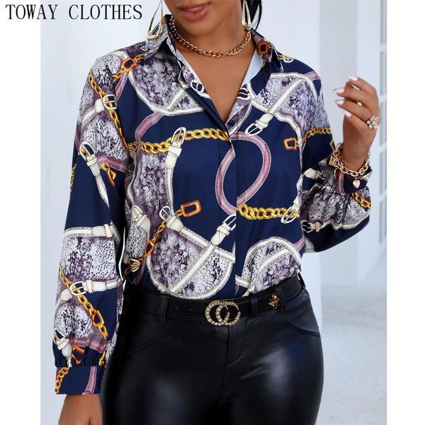 women buttoned scarf chain print lantern sleeve shirt turn-down collar long lady blouse women's blouses & shirts, White
women buttoned scarf chain print lantern sleeve shirt turn-down collar long lady blouse women's blouses & shirts, White