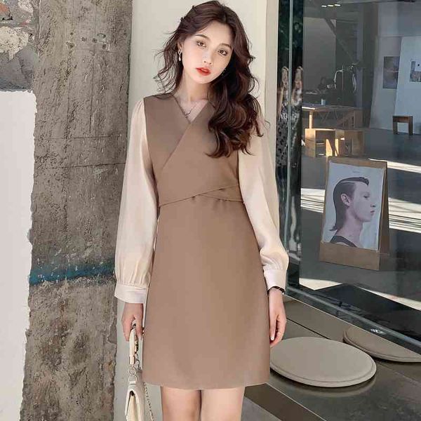 japan style long sleeve dress korean fashion spring the simple elegant high waist v-neck dress 210515, Black;gray
japan style long sleeve dress korean fashion spring the simple elegant high waist v-neck dress 210515, Black;gray