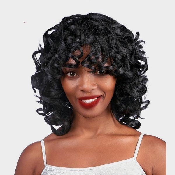 synthetic wigs short hair afro kinky curly with bangs for black women african glueless natural color high temperature
synthetic wigs short hair afro kinky curly with bangs for black women african glueless natural color high temperature
