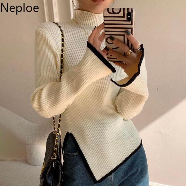 women's sweaters neploe 2021 fall clothing sweater women half high collar slim fit knitwear pullovers pull femme korean irregular jump, White;black
women's sweaters neploe 2021 fall clothing sweater women half high collar slim fit knitwear pullovers pull femme korean irregular jump, White;black