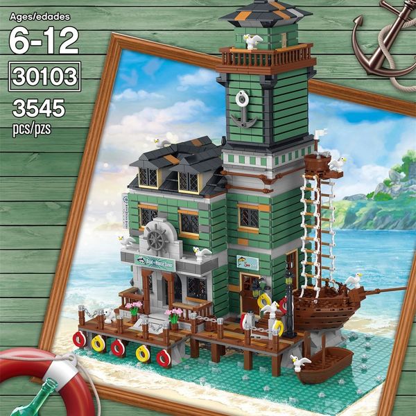 

boat hous diner building blocks diving shop light house ship repair yaro 30103 bricks 3353pcs model children christmas gifts birthday toys f