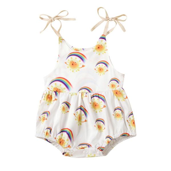 clothing sets baby rainbow sun print romper, girls sleeveless o-neck lace-up short jumpsuit for summer, White
clothing sets baby rainbow sun print romper, girls sleeveless o-neck lace-up short jumpsuit for summer, White