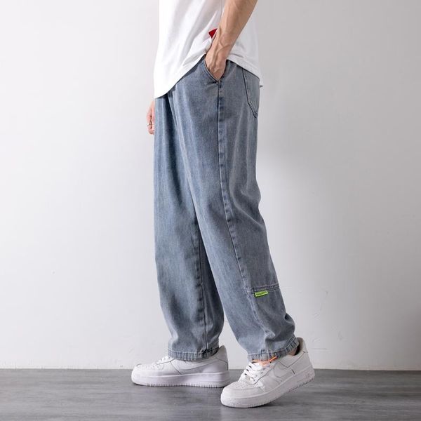 men's jeans light blue summer thin fashion hong kong style loose and wide leg pants elastic waist straight necked
men's jeans light blue summer thin fashion hong kong style loose and wide leg pants elastic waist straight necked