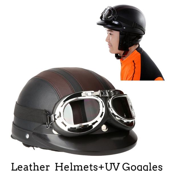 motorcycle helmets helmet scooter open face half leather with visor uv goggles retro vintage style motocross
motorcycle helmets helmet scooter open face half leather with visor uv goggles retro vintage style motocross