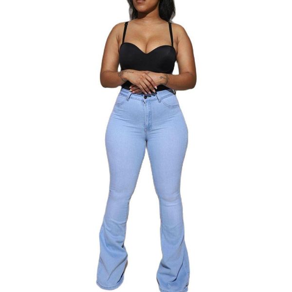 women's jeans cotton white high waist casual flared spring slim slimming denim trousers office pants, Blue
women's jeans cotton white high waist casual flared spring slim slimming denim trousers office pants, Blue
