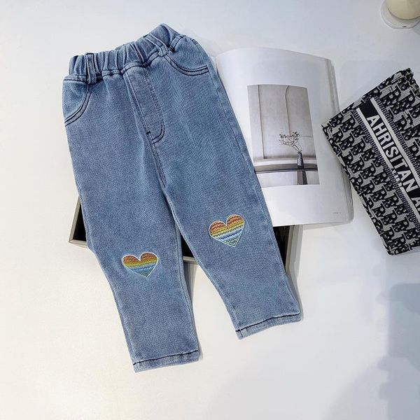 5 6 y toddler girl jeans causal solid elastic waist love embroidery straight denim pants for child baby trousers, Blue
5 6 y toddler girl jeans causal solid elastic waist love embroidery straight denim pants for child baby trousers, Blue