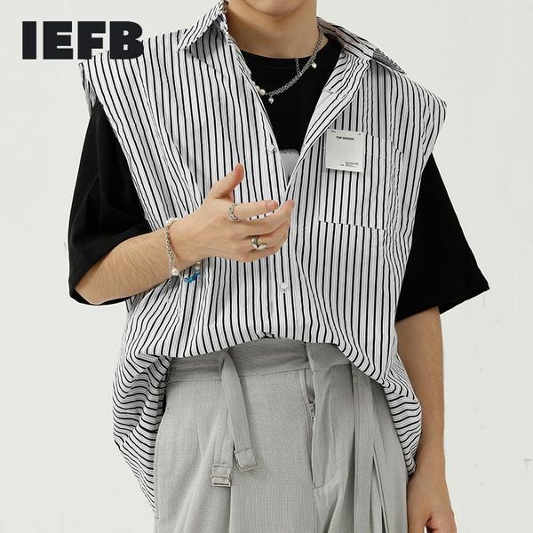 men's casual shirts iefb summer sleeveless 2021 korean ins trend loose personality stripe design oversized male 9y8141, White;black
men's casual shirts iefb summer sleeveless 2021 korean ins trend loose personality stripe design oversized male 9y8141, White;black