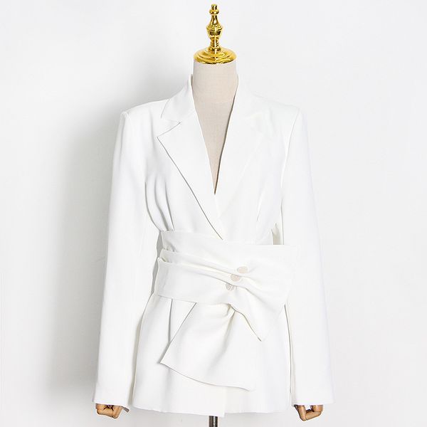 women's suits & blazers womens white minimalist women notched long sleeve sashes elegant female fashion clothing, White;black
women's suits & blazers womens white minimalist women notched long sleeve sashes elegant female fashion clothing, White;black