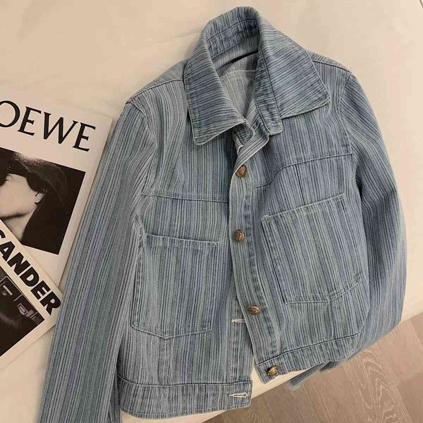 women's jackets vintage striped vertical cropped denim female jacket korean spring fringe jean streetwear casual chaquete coat pfvt, Black;brown
women's jackets vintage striped vertical cropped denim female jacket korean spring fringe jean streetwear casual chaquete coat pfvt, Black;brown