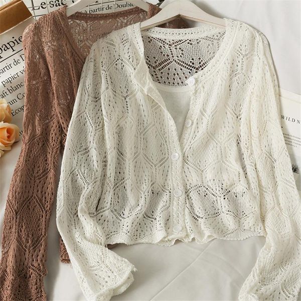 women's knits & tees spring autumn thin knitted cardigan women full sleeve hollow out sweater coat cropped outwear 2 piece jumper pull, White
women's knits & tees spring autumn thin knitted cardigan women full sleeve hollow out sweater coat cropped outwear 2 piece jumper pull, White
