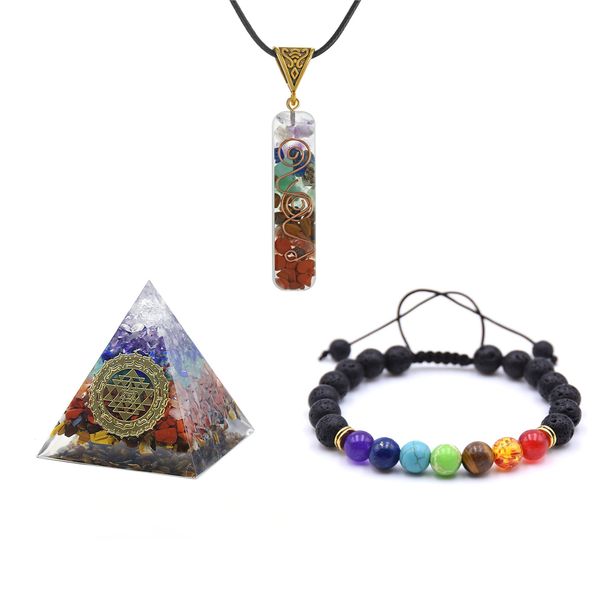 7 chakra hanging jewelry decoration sets pendant bracelet pyramid crystal windows car acessories good lock home decorations reiki healing yo, Silver
7 chakra hanging jewelry decoration sets pendant bracelet pyramid crystal windows car acessories good lock home decorations reiki healing yo, Silver