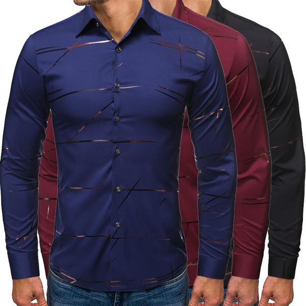men's casual shirts spring and autumn shirt printed long sleeved slim fit male social dress for men, White;black
men's casual shirts spring and autumn shirt printed long sleeved slim fit male social dress for men, White;black