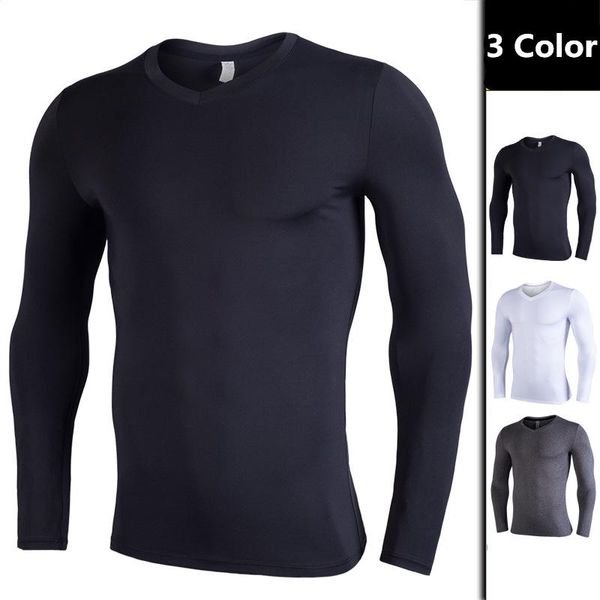 long sleeve compression shirt quick dry gym t shirts v-neck fitness sport male rashgard workout traning cycling clothing running jerseys, Black;blue
long sleeve compression shirt quick dry gym t shirts v-neck fitness sport male rashgard workout traning cycling clothing running jerseys, Black;blue