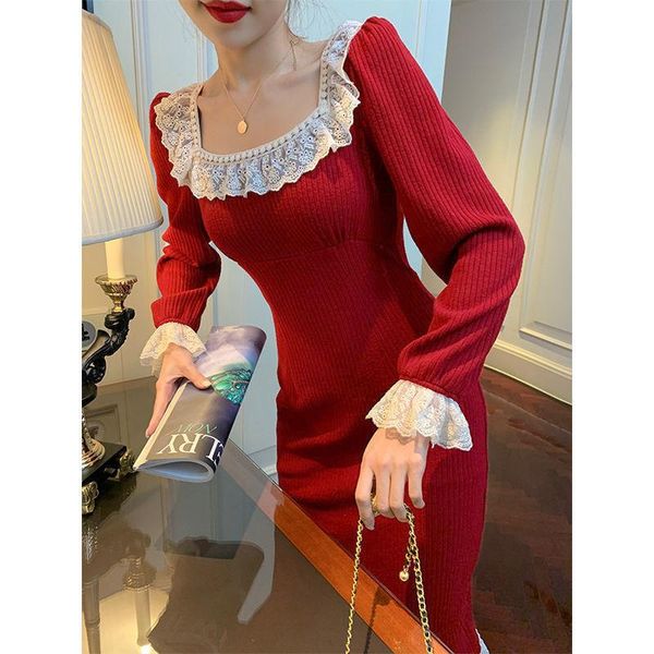 casual dresses lace patchwork party dress women square collar long sleeve slim waist knitted female elegant fashion vestidos, Black;gray
casual dresses lace patchwork party dress women square collar long sleeve slim waist knitted female elegant fashion vestidos, Black;gray