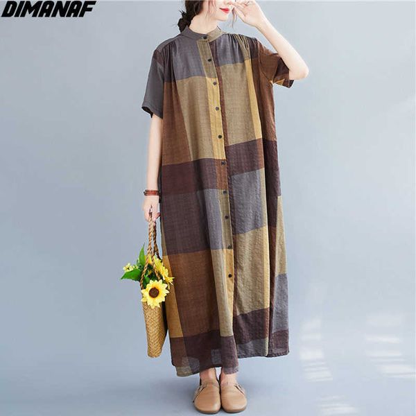 plus size women dress linen summer style plaid print o-neck female loose vintage blouse buttons long cardigan dresses 210531, Black;gray
plus size women dress linen summer style plaid print o-neck female loose vintage blouse buttons long cardigan dresses 210531, Black;gray