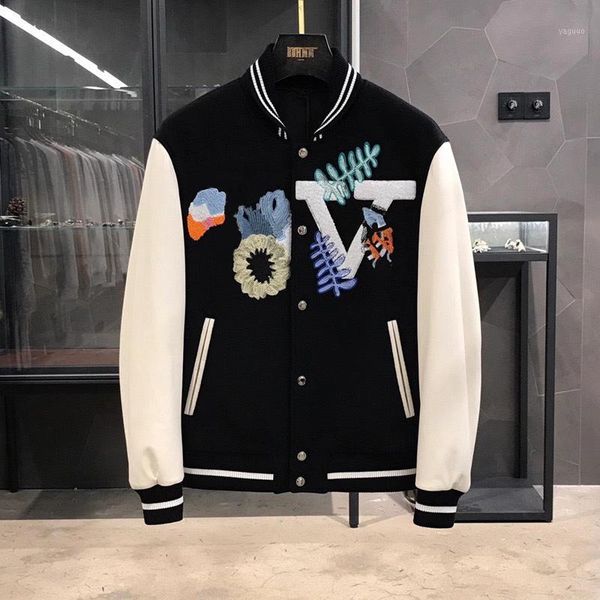 men's and women's jacket casual fashion art embroidered patchwork baseball collar couples jackets, Black;brown
men's and women's jacket casual fashion art embroidered patchwork baseball collar couples jackets, Black;brown