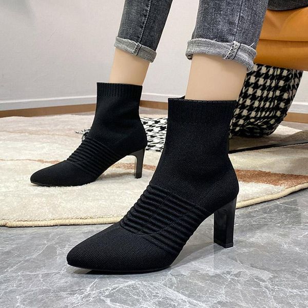 boots 2021 women sock elegant high heels stretch fabric breathable female ankle slip on pointed toe solid autumn fashion, Black
boots 2021 women sock elegant high heels stretch fabric breathable female ankle slip on pointed toe solid autumn fashion, Black