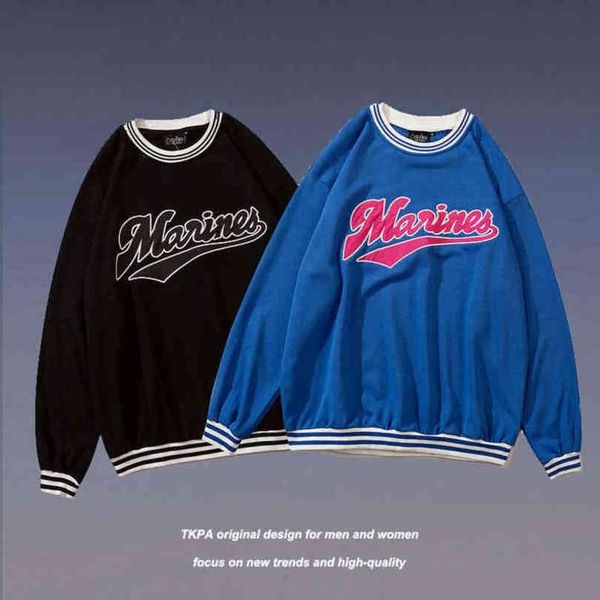 tkpa hip hop letter embroidered campus style baseball suit long sleeve t-shirt men and women couple round neck pullover sweater, Black
tkpa hip hop letter embroidered campus style baseball suit long sleeve t-shirt men and women couple round neck pullover sweater, Black