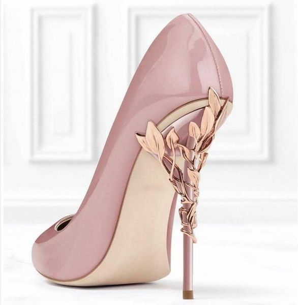 dress shoes gold leaves pumps metal heel pink blue patent leather stiletto heels pointed toe wedding bride customized, Black
dress shoes gold leaves pumps metal heel pink blue patent leather stiletto heels pointed toe wedding bride customized, Black