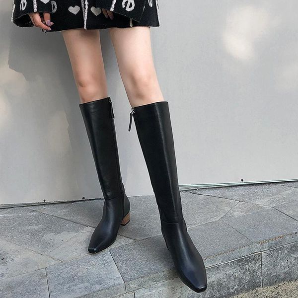 boots 2021 genuine leather est long autumn winter wedding shoes 4cm med heels office woman size 42 43, Black
boots 2021 genuine leather est long autumn winter wedding shoes 4cm med heels office woman size 42 43, Black