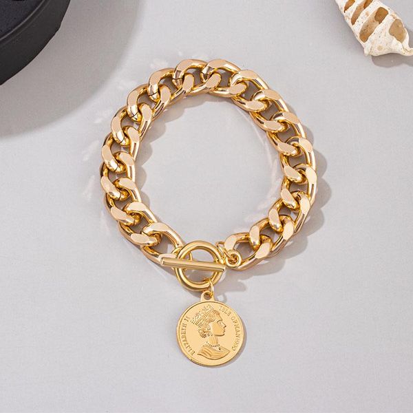 link, chain 2021 trend curb cuban lock bracelets for women gold color punk coin charm bracelet bangles fashion jewelry accessories, Black
link, chain 2021 trend curb cuban lock bracelets for women gold color punk coin charm bracelet bangles fashion jewelry accessories, Black