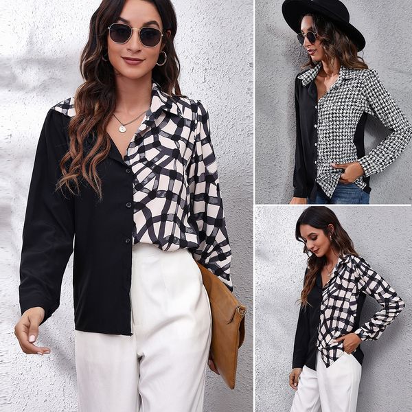 women's blouses & shirts new plaid stitched bubble sleeve long sleeve shirt women's shirt, White
women's blouses & shirts new plaid stitched bubble sleeve long sleeve shirt women's shirt, White