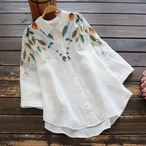 Women's Blouses & Shirts Women Plus size Tops 100 Cotton Blouse Embroidery High quality 3/4 Sleeve Vintage Ladies Office Casual Button Up R9V4, White
Women's Blouses & Shirts Women Plus size Tops 100 Cotton Blouse Embroidery High quality 3/4 Sleeve Vintage Ladies Office Casual Button Up R9V4, White