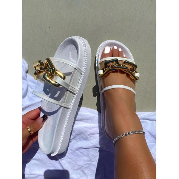slippers summer solid color sandals fashion chain decoration low heeled women's shoes open toe casual outdoor plus size, Black
slippers summer solid color sandals fashion chain decoration low heeled women's shoes open toe casual outdoor plus size, Black