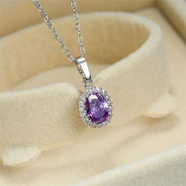 vintage rose gold color chain dainty female purple red crystal pendant s for women oval stone wedding necklace, Silver
vintage rose gold color chain dainty female purple red crystal pendant s for women oval stone wedding necklace, Silver