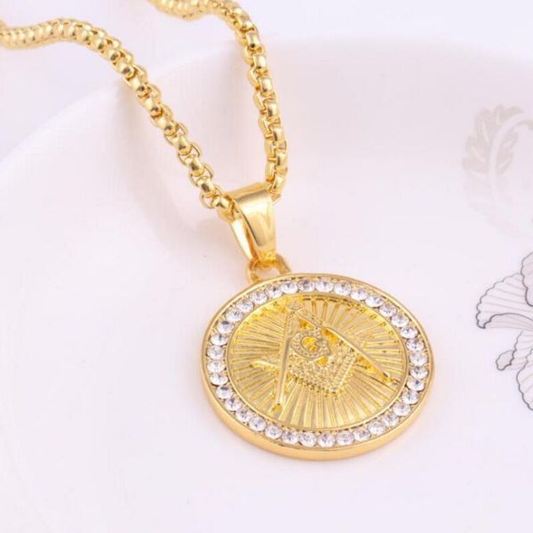 pendant necklaces personality gold plated asonry masonic necklace women's men cocktail party rhinestone hip hop jewelry accessories, Silver
pendant necklaces personality gold plated asonry masonic necklace women's men cocktail party rhinestone hip hop jewelry accessories, Silver
