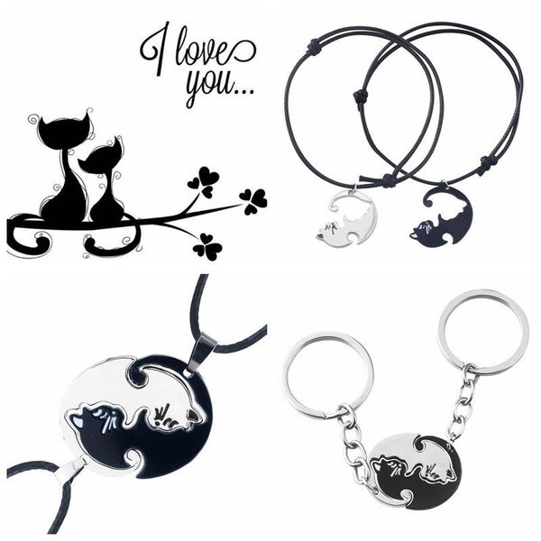 keychains cute black white cat couple keychain animal pendant key chain for couples choker keyring valentine's day gift, Silver
keychains cute black white cat couple keychain animal pendant key chain for couples choker keyring valentine's day gift, Silver