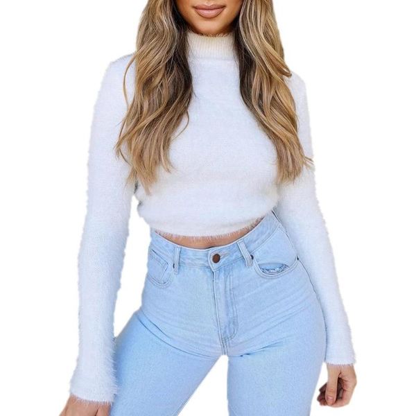 women's sweaters fall 2021 cropped women knit crop sweater black cute knitted vintage high collar, White;black
women's sweaters fall 2021 cropped women knit crop sweater black cute knitted vintage high collar, White;black