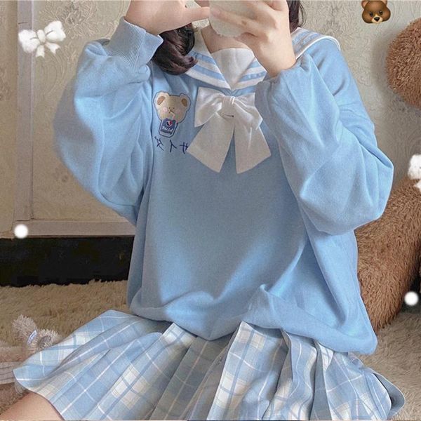 women's hoodies & sweatshirts qunque 2021 autumn embroidery cute bear navy collar student style sweater girl loli age-reducing thin, Black
women's hoodies & sweatshirts qunque 2021 autumn embroidery cute bear navy collar student style sweater girl loli age-reducing thin, Black