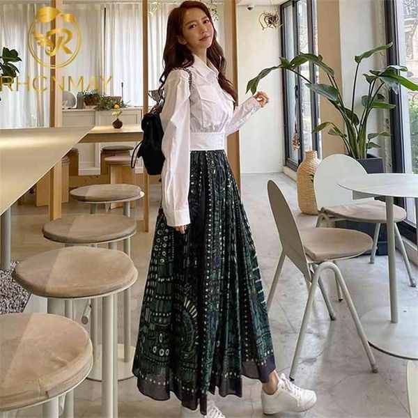 runway summer women 2 piece set vintage long sleeve short shirt blouse + high waist printing midi skirt 210520, White
runway summer women 2 piece set vintage long sleeve short shirt blouse + high waist printing midi skirt 210520, White