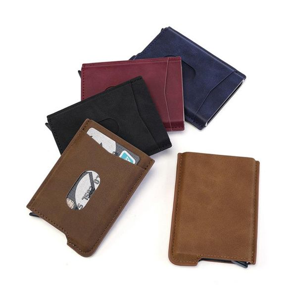 card holders rfid cardholder wallet men business metal holder small leather with money pockect, Brown;gray
card holders rfid cardholder wallet men business metal holder small leather with money pockect, Brown;gray