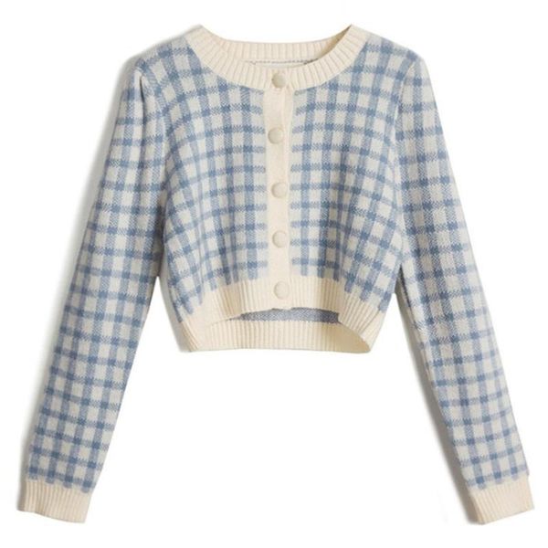 women's knits & tees sweater women winter coat knitted retro plaid sweaters high waist short cardigan female sweter woman clothes, White
women's knits & tees sweater women winter coat knitted retro plaid sweaters high waist short cardigan female sweter woman clothes, White