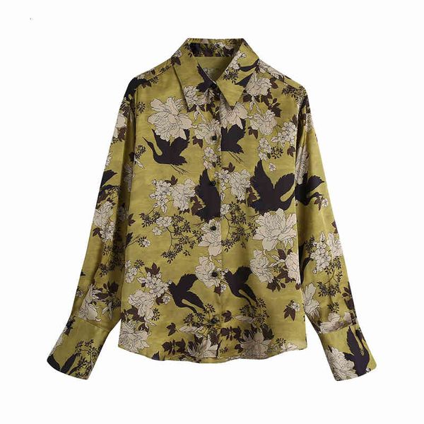 women's knits & tees streetwear women floral and crane print shirts fashion ladies turn down collar chinese style female chic, White
women's knits & tees streetwear women floral and crane print shirts fashion ladies turn down collar chinese style female chic, White