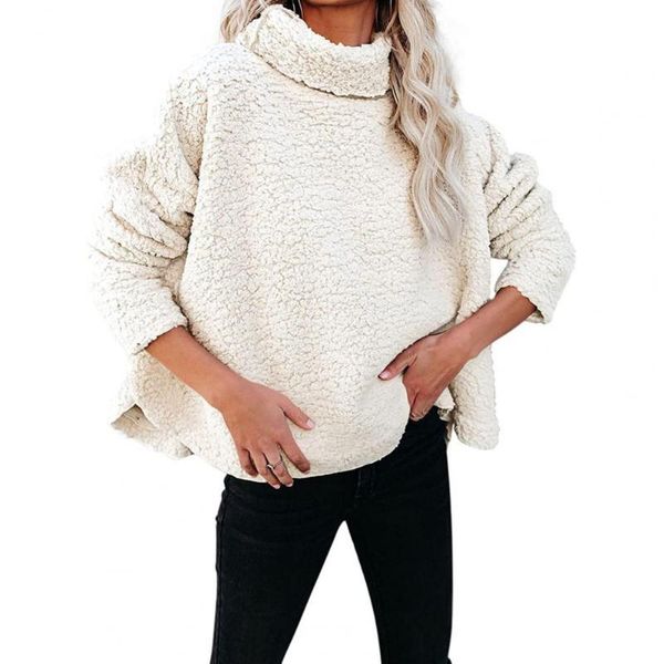 women's sweaters turtleneck solid color fleece pullover double-sided long-sleeved short curved hem plush sweater, White;black
women's sweaters turtleneck solid color fleece pullover double-sided long-sleeved short curved hem plush sweater, White;black