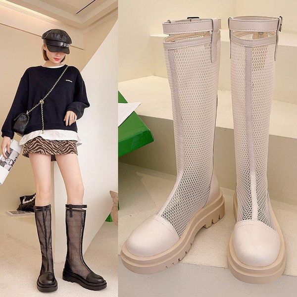 boots high knee women summer fashion buckle mesh shoes platform heel round toe ladies breathable botas altas mujer, Black
boots high knee women summer fashion buckle mesh shoes platform heel round toe ladies breathable botas altas mujer, Black