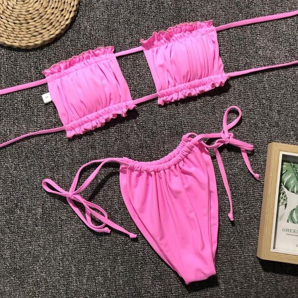 women's swimwear fashion pleated bikini set high waist brazilian bikinis 2021 women push up tube swimsuit separate 2 pieces, White;black
women's swimwear fashion pleated bikini set high waist brazilian bikinis 2021 women push up tube swimsuit separate 2 pieces, White;black