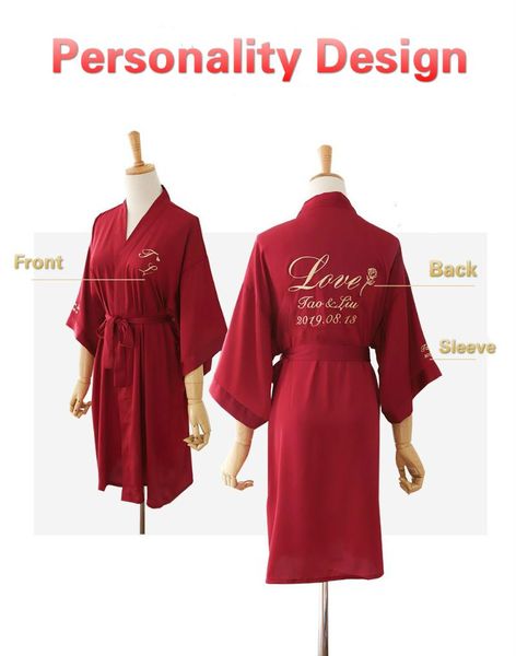 women's sleepwear red personality design birde bridesmaid robe embroidery wedding female satin kimono gown summer bathrobe home wear, Black;red
women's sleepwear red personality design birde bridesmaid robe embroidery wedding female satin kimono gown summer bathrobe home wear, Black;red