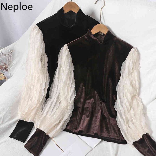 neploe patchwork pleated shirts women contrast color half turtleneck blouses korean chic velvet blusas mujer de moda 210422, White
neploe patchwork pleated shirts women contrast color half turtleneck blouses korean chic velvet blusas mujer de moda 210422, White