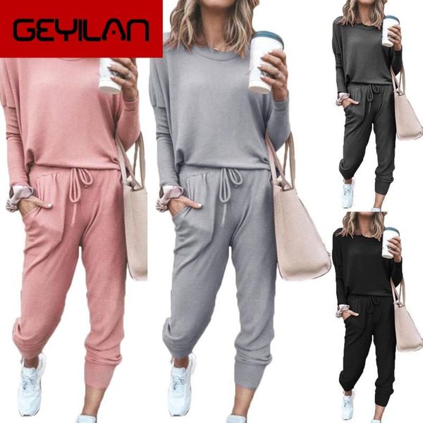 2pcs casual women solid color o neck long sleeve shirt drawstring pants tracksuit women's tracksuits, Gray
2pcs casual women solid color o neck long sleeve shirt drawstring pants tracksuit women's tracksuits, Gray