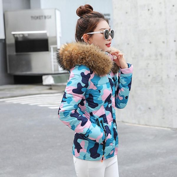 women's down & parkas jacket winter coat women slim camouflage colors jackets for fur collar female, Black
women's down & parkas jacket winter coat women slim camouflage colors jackets for fur collar female, Black
