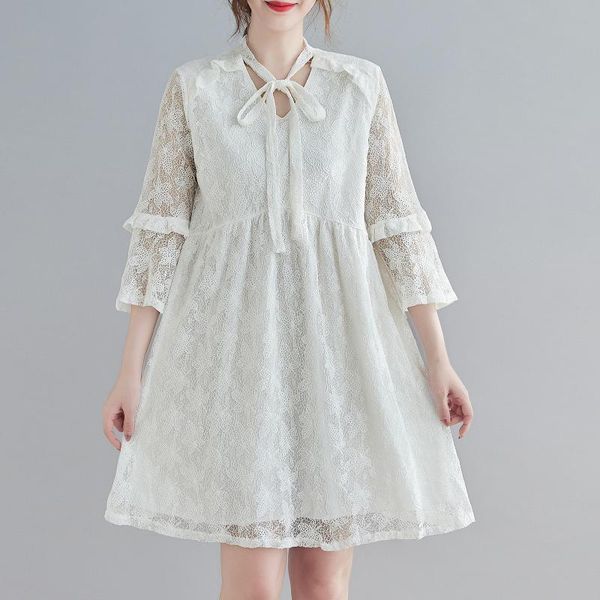 a-line white lace dress women summer 2021 flared sleeves v neck ruffles boho sweet girls floral vestido femme plus size casual dresses, Black;gray
a-line white lace dress women summer 2021 flared sleeves v neck ruffles boho sweet girls floral vestido femme plus size casual dresses, Black;gray