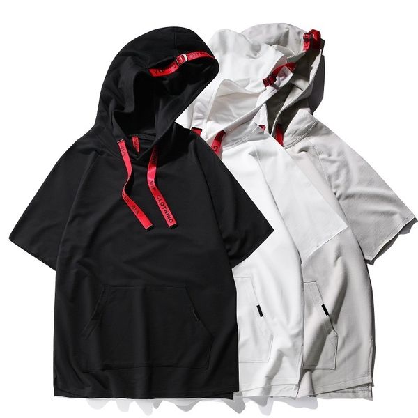 hooded short t-shirt terry summer half sleeve street creative men's sweater hip hop fashion japanese and korean style, White;black
hooded short t-shirt terry summer half sleeve street creative men's sweater hip hop fashion japanese and korean style, White;black